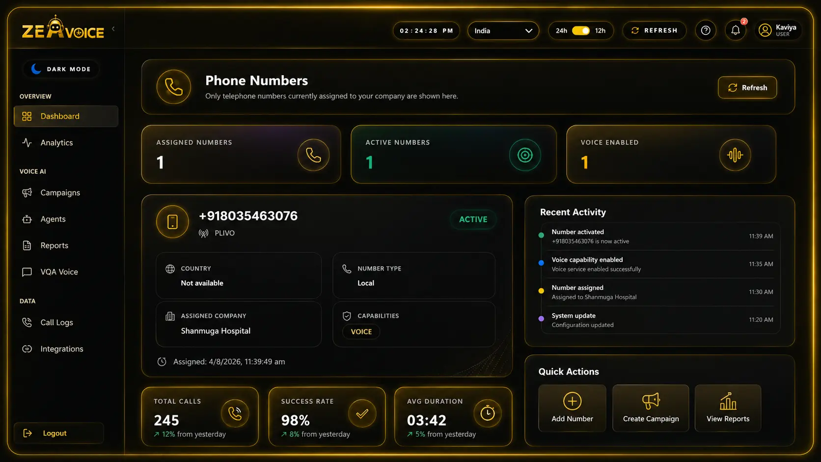 zea Voice AI Dashboard